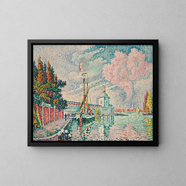 La Douane de Venise - Paul Signac — inramlat konstverk på väggen