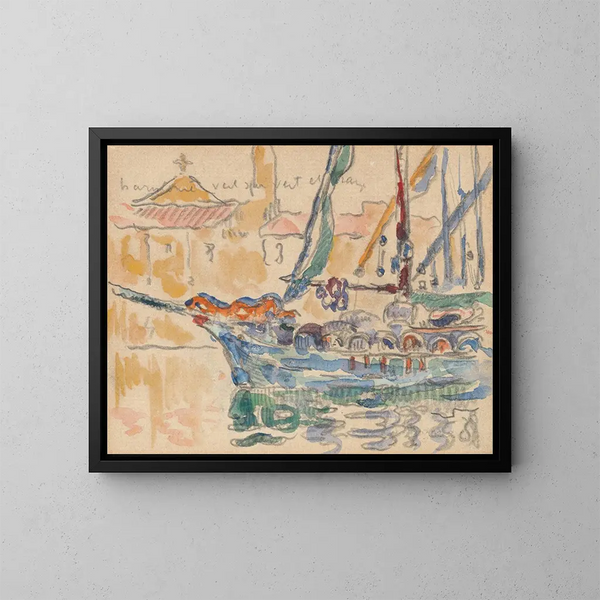 Saint-Tropez, les tartanes - Paul Signac — inramlat konstverk på väggen