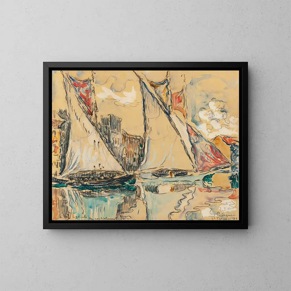 Saint-Tropez, segel på torr - Paul Signac — inramlat konstverk på väggen