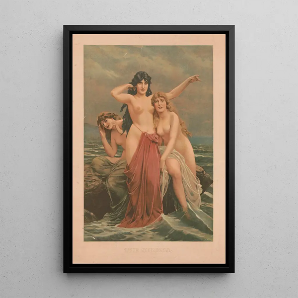 Les sirènes - Paul Thumann — inramlat konstverk på väggen