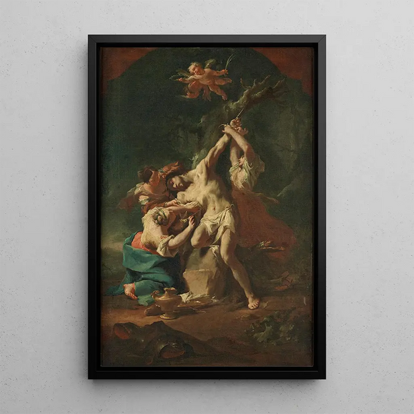 Saint Sébastien och kvinnorna - Paul Troger — inramlat konstverk på väggen