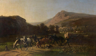 Paul Van der Vin - Ardeens landschap met figuren en dieren.webp
