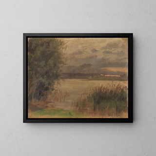 Vue sur le Chiemsee Étude - Paul Weber — inramlat konstverk på väggen