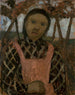 Flicka vid skymningen med en rutiga blus - Paula Modersohn-Becker — vy av konstverket