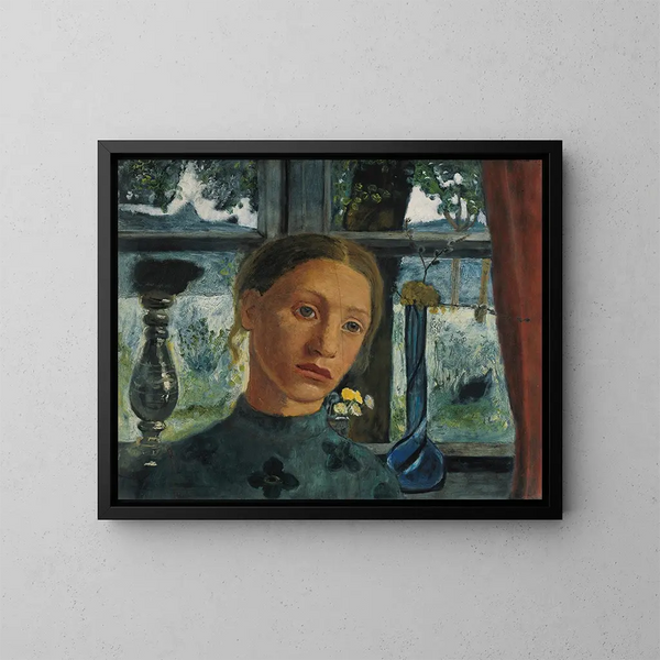 flickhuvud framför ett fönster - Paula Modersohn-Becker — inramlat konstverk på väggen
