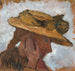 Flicka med en halmhatt i profil till höger - Paula Modersohn-Becker — vy av konstverket