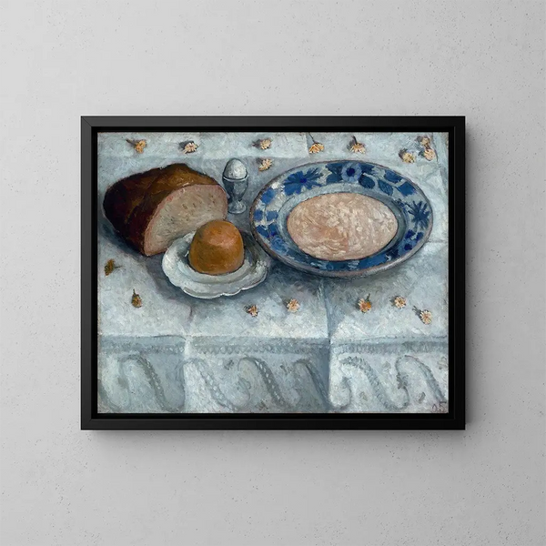 Naturtavla med en frukost av mjölksoppa - Paula Modersohn-Becker — inramlat konstverk på väggen