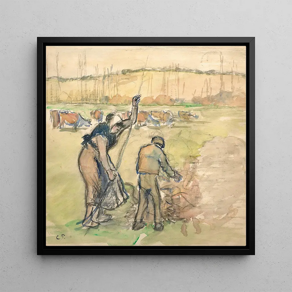 Paysanne et enfant faisant du feu - Camille Pissarro