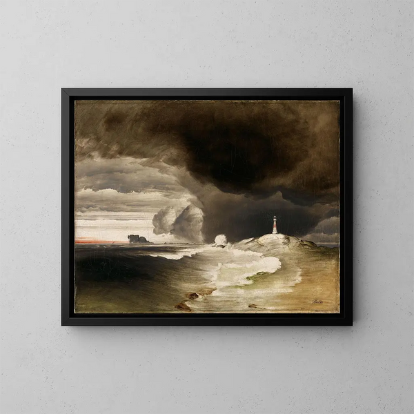 Fyr på den norska kusten - Peder Balke — inramlat konstverk på väggen