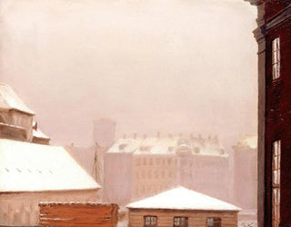 Tak av Köpenhamn under snön - Peder Severin Krøyer — vy av konstverket