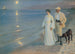 sommarkväll på Skagen-stranden, konstnären och hans fru - Peder Severin Krøyer — vy av konstverket