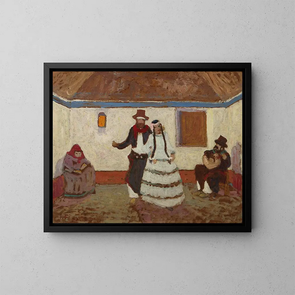 Dans på ranchen - Pedro Figari — inramlat konstverk på väggen