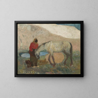 Laveuses dans les marais ou Les amis - Pedro Figari — inramlat konstverk på väggen
