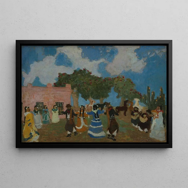 Pericón - Pedro Figari — inramlat konstverk på väggen