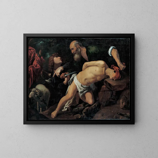 Le Sacrifice d'Isaac - Pedro Orrente — inramlat konstverk på väggen