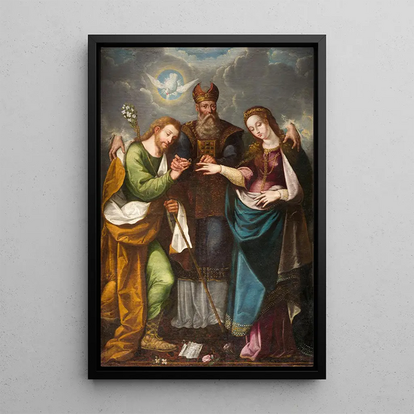 Le mariage de la Vierge - Pedro Ramírez — inramlat konstverk på väggen