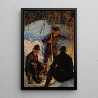 Pekka Halonen - Lumberjacks around a Campfire.webp