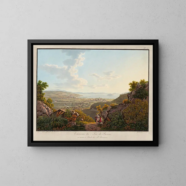 Environs du lac de Bienne - Peter Birmann — inramlat konstverk på väggen