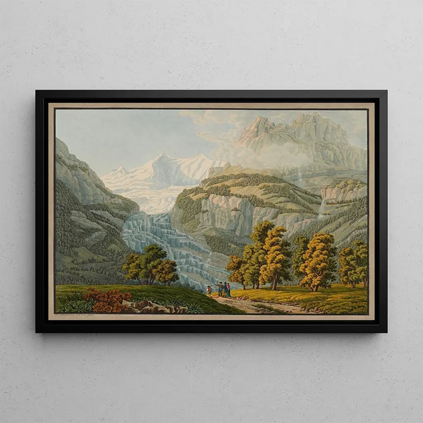 Le Glacier inférieur du Grindelwald dans le canton de Berne - Peter Birmann — inramlat konstverk på väggen
