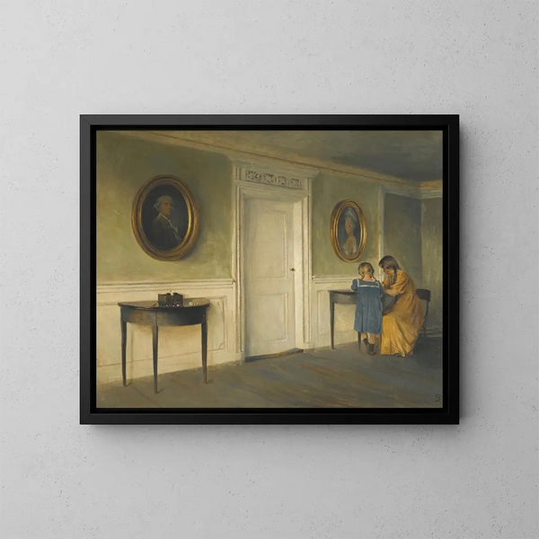Les filles de l'artiste dans un intérieur - Peter Ilsted — inramlat konstverk på väggen
