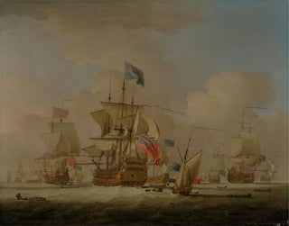 Men of War och en Sloop - Peter Monamy — vy av konstverket