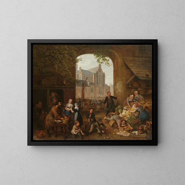 två fyllona på marknaden nära Westerkerk i Amsterdam - Peter Paul Joseph Noël — inramlat konstverk på väggen