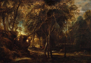 Peter Paul Rubens - A Forest at Dawn with a Deer Hunt.webp