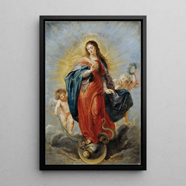 Den obefläckade Avlelsen - Peter Paul Rubens — inramlat konstverk på väggen