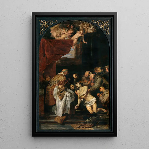 La Dernière Communion de Saint François d'Assise - Peter Paul Rubens — inramlat konstverk på väggen