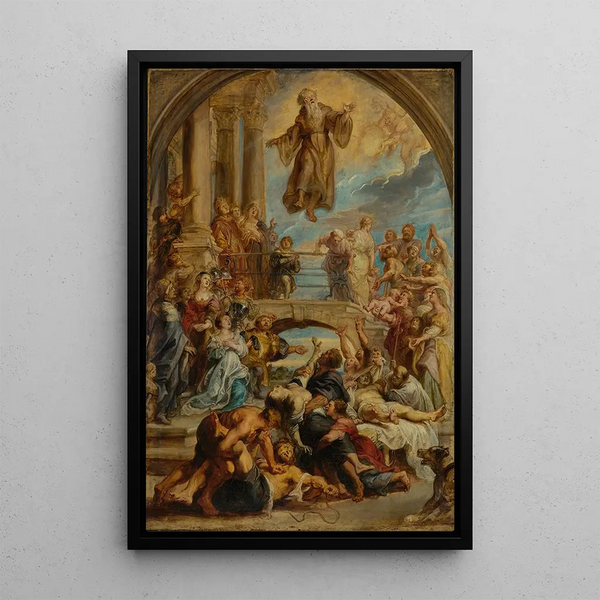 Les Miracles de Saint François de Paule - Peter Paul Rubens — inramlat konstverk på väggen