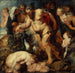 Reproduktion av målningen Le Silène ivre avec un satyre - Suiveur de Pierre Paul Rubens