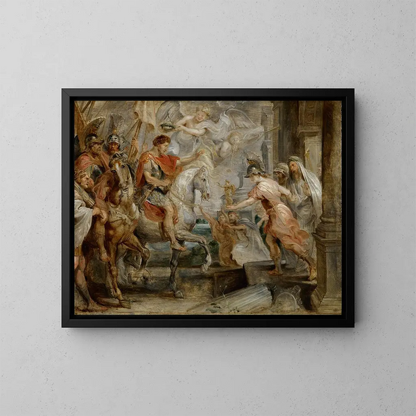 Constantin den store triumfatoriska intåg i Rom - Peter Paul Rubens — inramlat konstverk på väggen