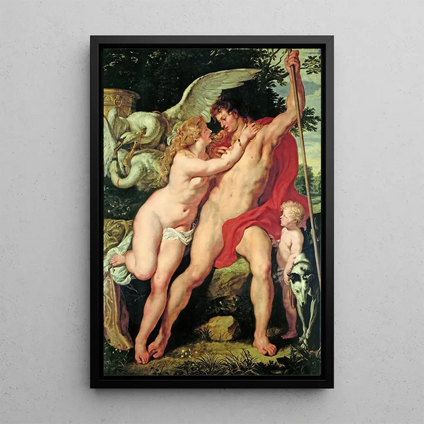 Vénus och Adonis - Peter Paul Rubens — inramlat konstverk på väggen