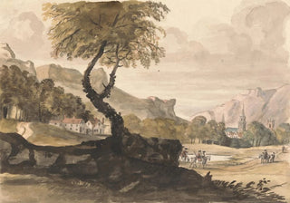 Peter Tillemans - Hilly Scene with Village and Horseman.webp