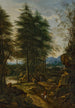 landskapsbild med berg och ryttare på en väg - Peter von Bemmel — vy av konstverket