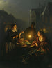 En grönsaksförsäljare vid Groenmarkt i Den Haag - Petrus van Schendel — vy av konstverket