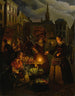 En marknad med grönsaker i månljus på Grote Markt i Haag - Petrus van Schendel — vy av konstverket