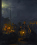 den holländska marknaden i månsken - Petrus van Schendel — vy av konstverket