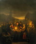 Le Noordermarkt de nuit à Amsterdam - Petrus van Schendel — vy av konstverket