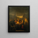 Le Noordermarkt de nuit à Amsterdam - Petrus van Schendel — inramlat konstverk på väggen