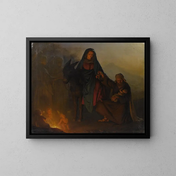Le repos pendant la fuite en Égypte - Petrus van Schendel — inramlat konstverk på väggen