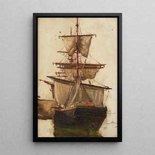 Petrus van der Velden - Sketch of a sailing ship no 1.webp