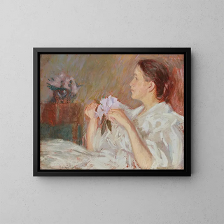 Philip Leslie Hale - Lady in White Holding Lilacs.webp