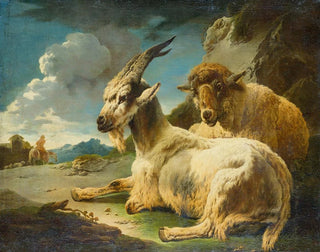 Philipp Peter Roos - Sheep and Goat in a Rocky Landscape.webp