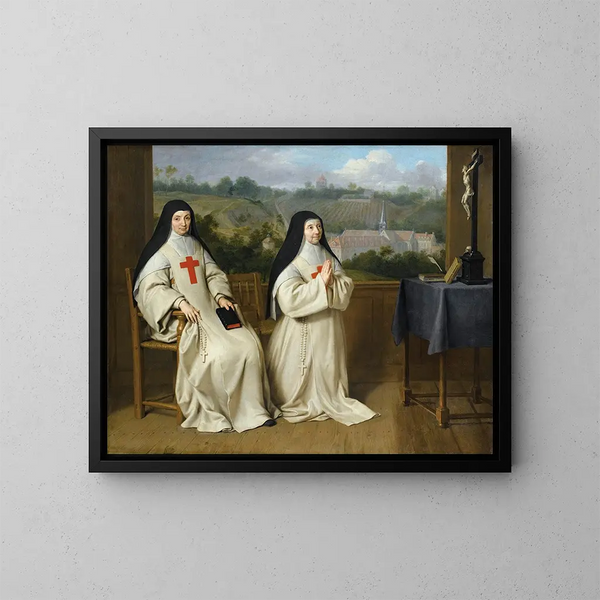 porträtt av moder Agnès och syster Angélique från Port-Royal-des-Champs - Philippe de Champaigne — inramlat konstverk på väggen