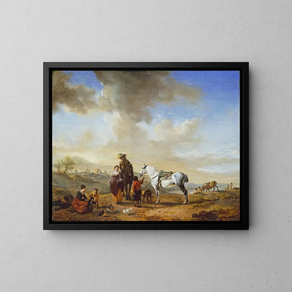 vid floden - Philips Wouwerman — inramlat konstverk på väggen