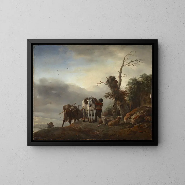 Landskap med mulåsnor - Philips Wouwerman — inramlat konstverk på väggen