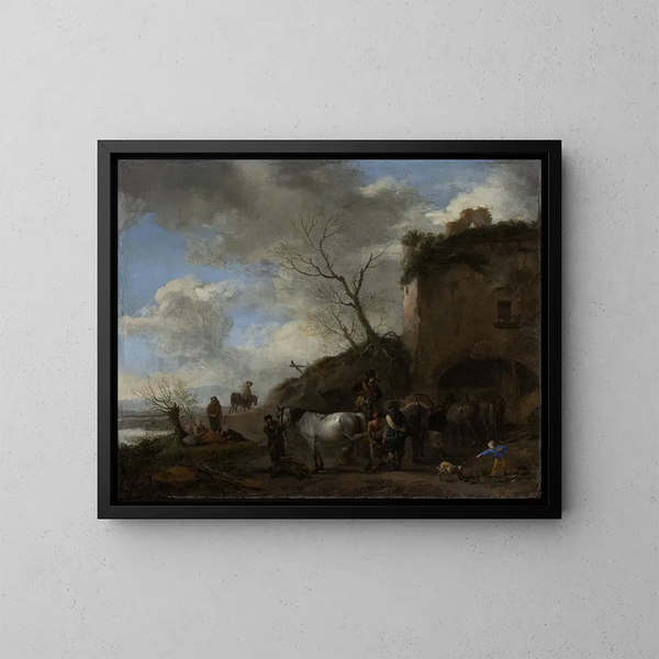 Kavallerister hos en smed - Philips Wouwerman — inramlat konstverk på väggen