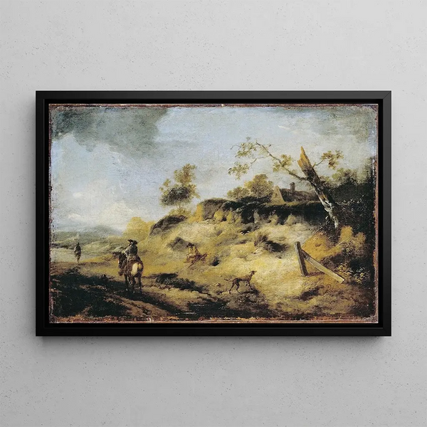 Banc de sable avec voyageurs - Philips Wouwerman — inramlat konstverk på väggen