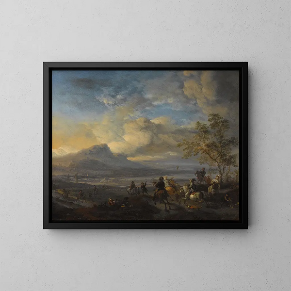 La chasse au faucon - Philips Wouwerman — inramlat konstverk på väggen